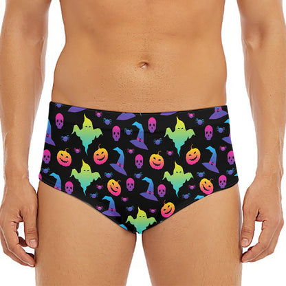 Colorful Halloween Party Pattern Print Men's Triangle Swim Briefs