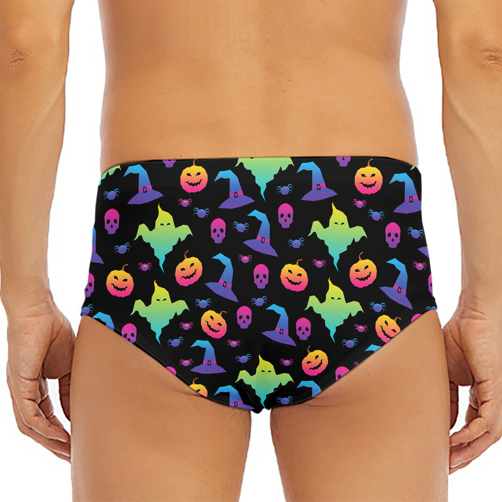 Colorful Halloween Party Pattern Print Men's Triangle Swim Briefs