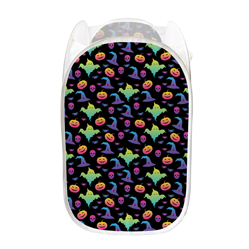 Colorful Halloween Party Pattern Print Mesh Laundry Hamper