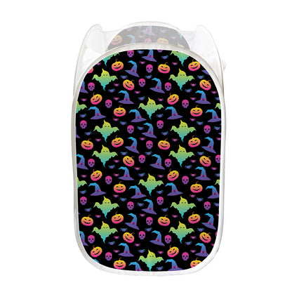 Colorful Halloween Party Pattern Print Mesh Laundry Hamper