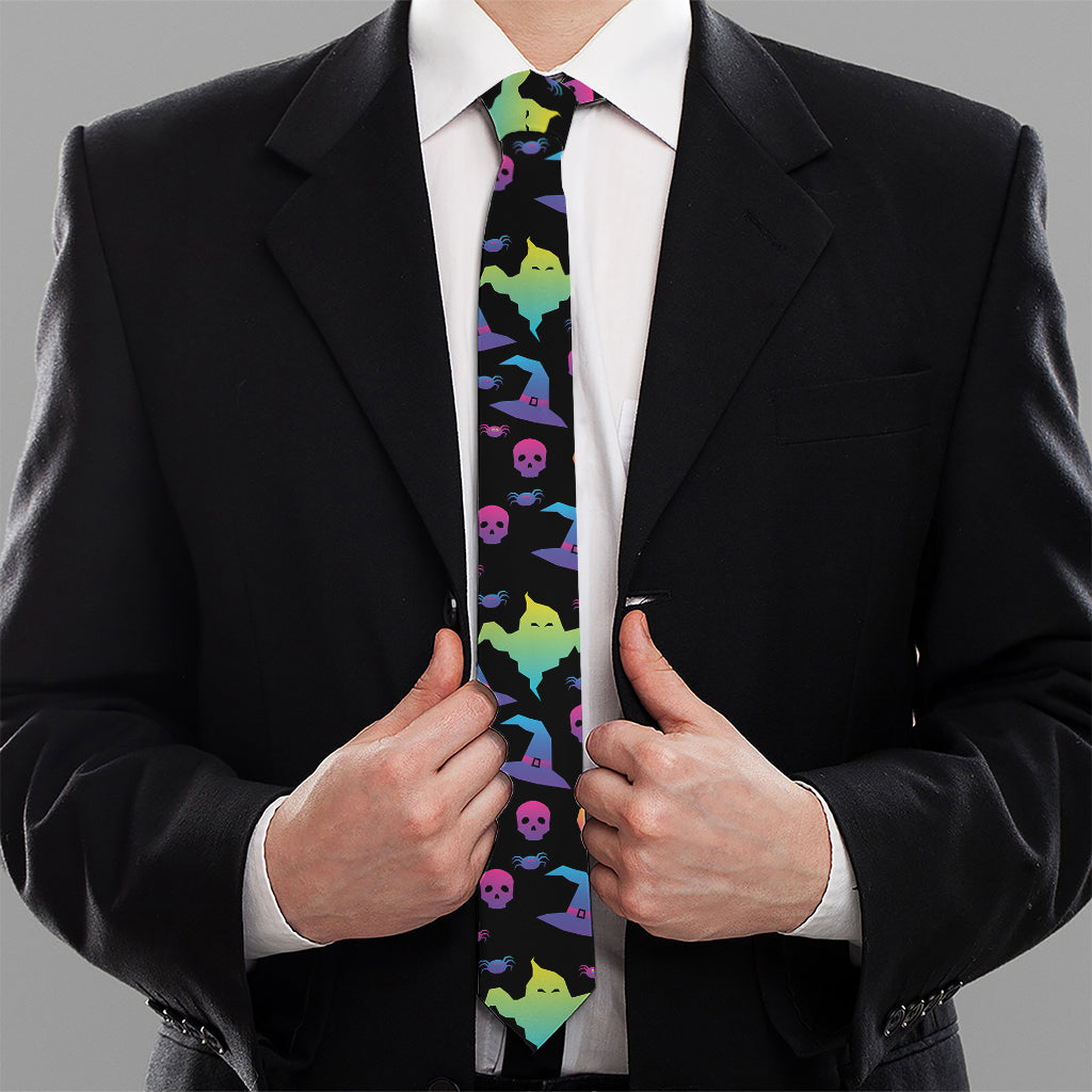 Colorful Halloween Party Pattern Print Necktie