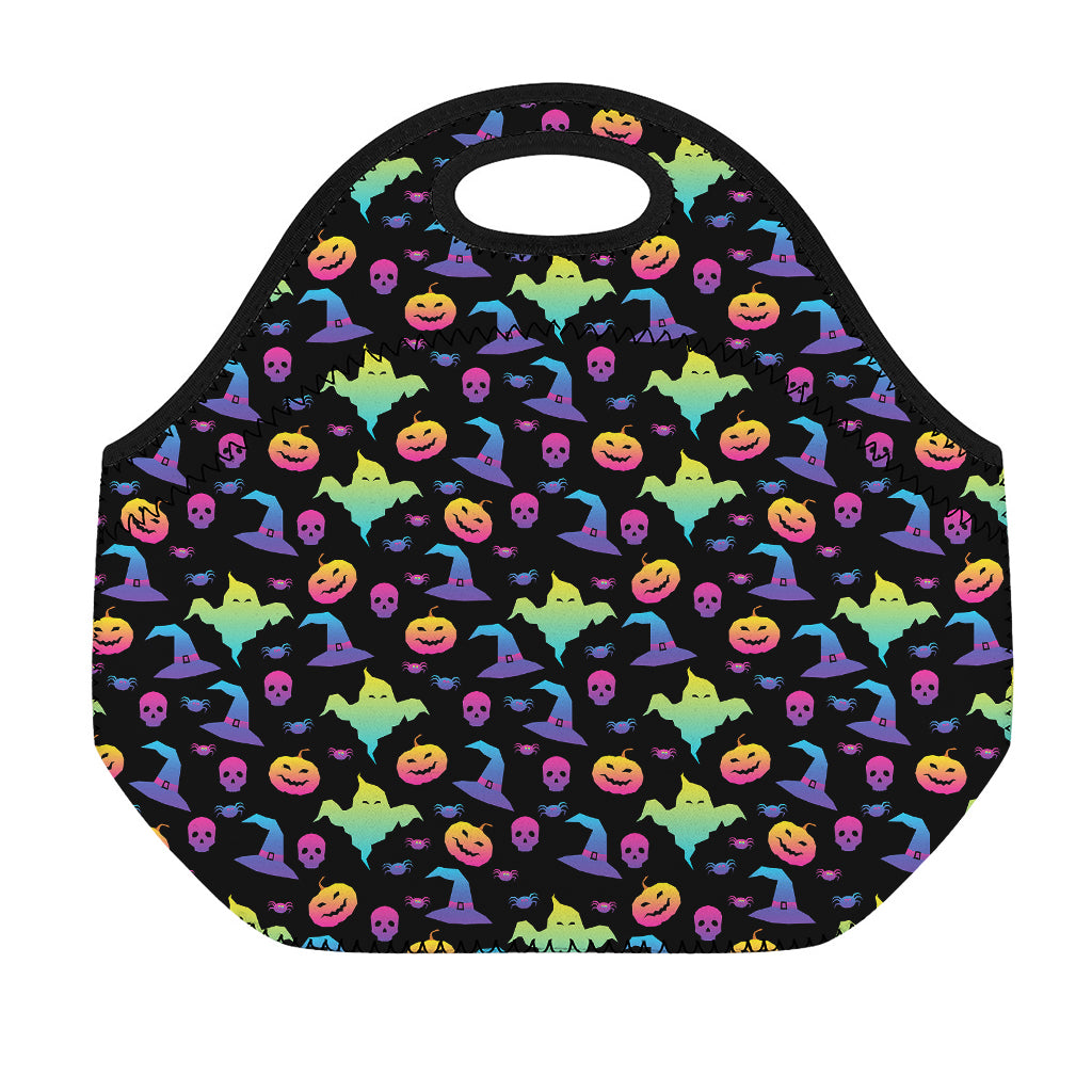Colorful Halloween Party Pattern Print Neoprene Lunch Bag