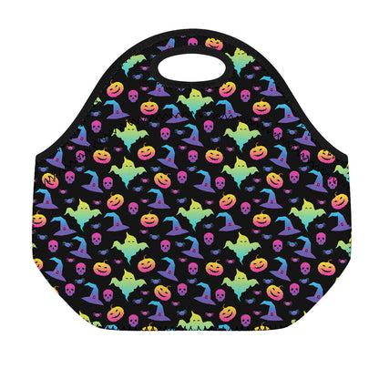 Colorful Halloween Party Pattern Print Neoprene Lunch Bag