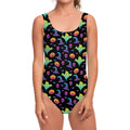 Colorful Halloween Party Pattern Print One Piece Swimsuit