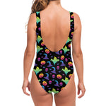 Colorful Halloween Party Pattern Print One Piece Swimsuit