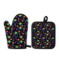 Colorful Halloween Party Pattern Print Oven Mitt And Pot Holder Set