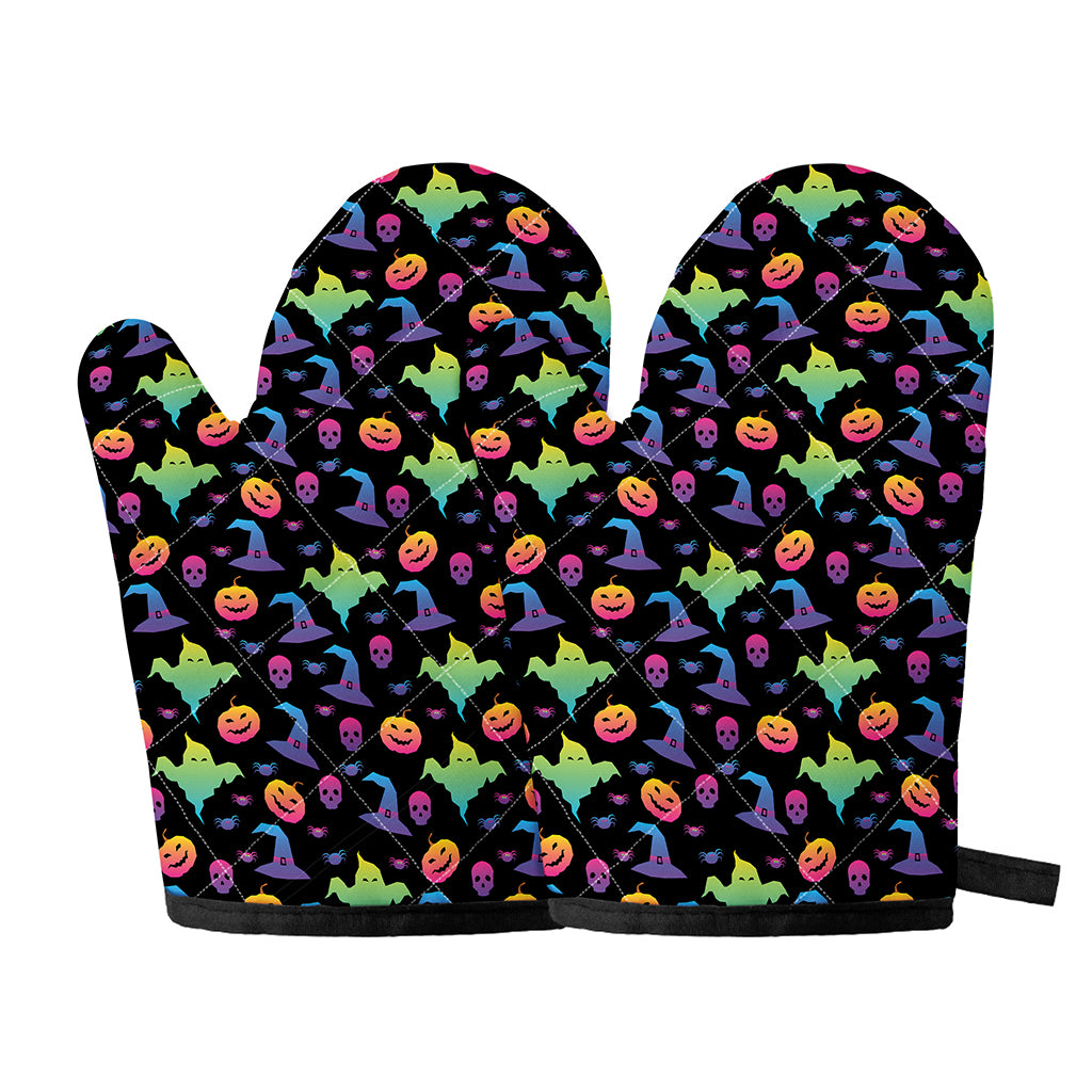 Colorful Halloween Party Pattern Print Oven Mitts