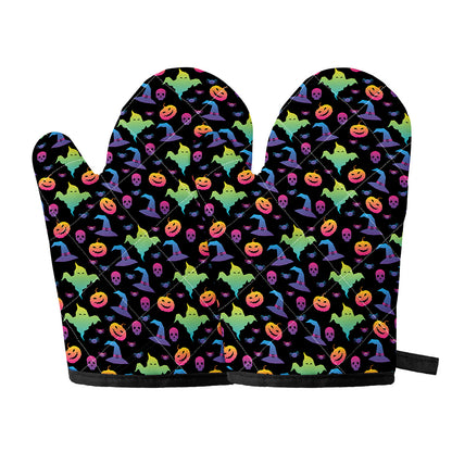 Colorful Halloween Party Pattern Print Oven Mitts