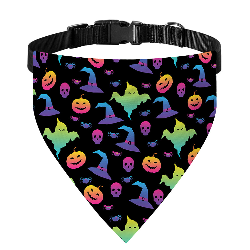 Colorful Halloween Party Pattern Print Over The Collar Dog Bandana