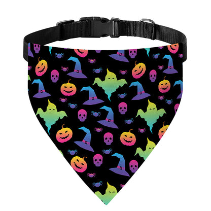 Colorful Halloween Party Pattern Print Over The Collar Dog Bandana