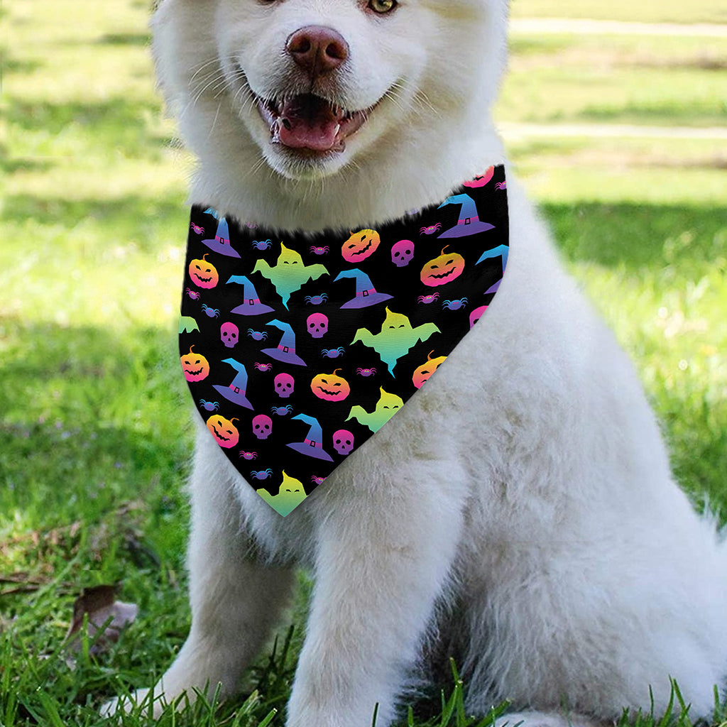 Colorful Halloween Party Pattern Print Over The Collar Dog Bandana