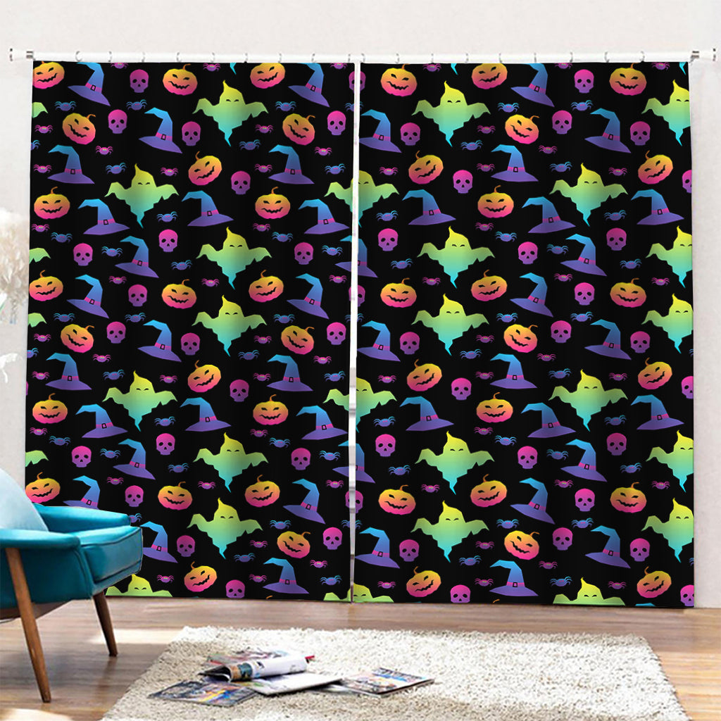Colorful Halloween Party Pattern Print Pencil Pleat Curtains