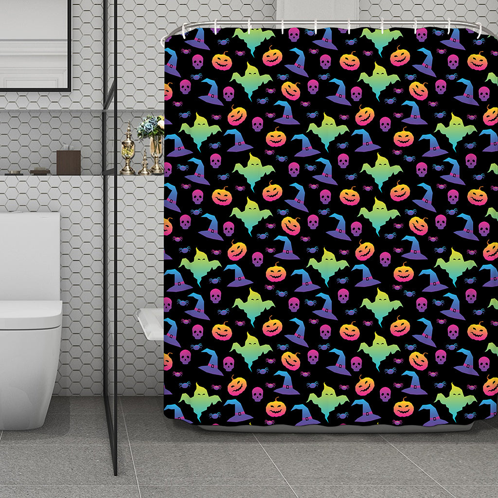 Colorful Halloween Party Pattern Print Polyester Shower Curtain
