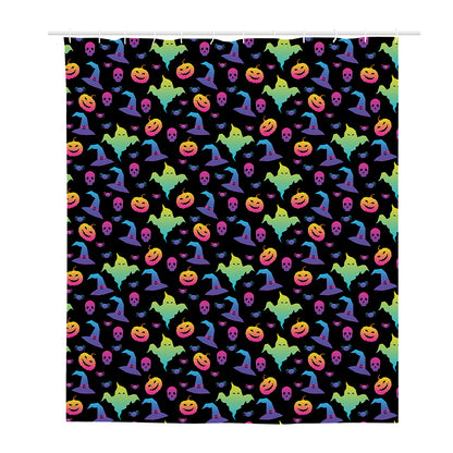 Colorful Halloween Party Pattern Print Polyester Shower Curtain