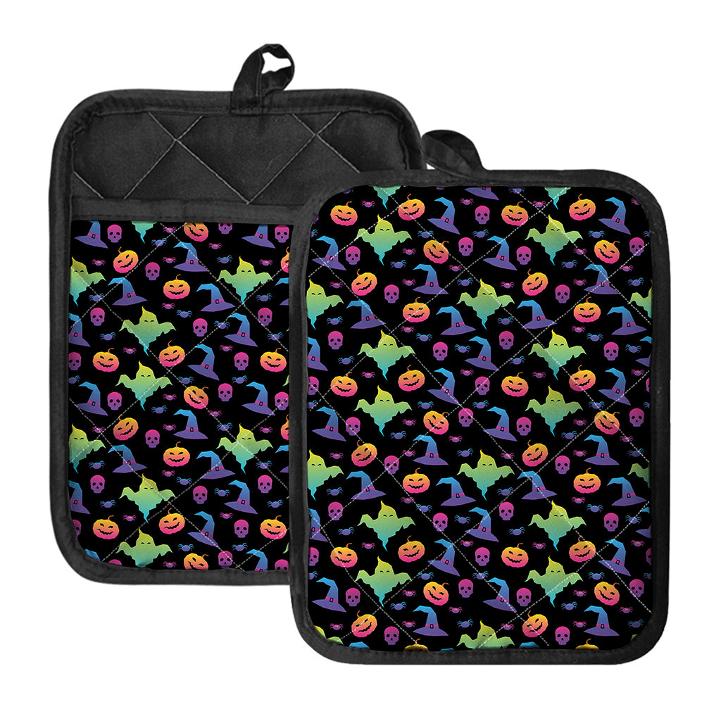 Colorful Halloween Party Pattern Print Pot Holders With Pocket