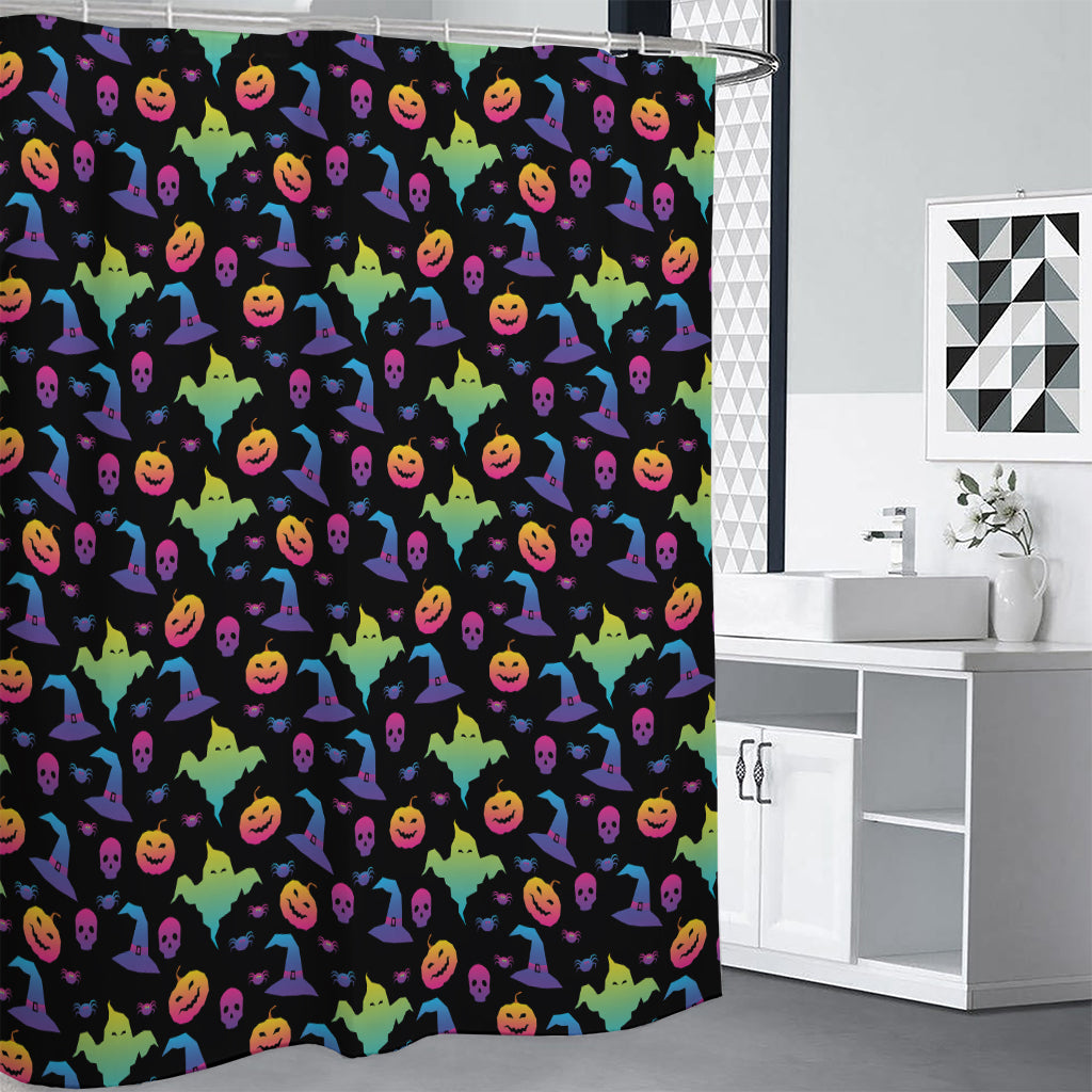 Colorful Halloween Party Pattern Print Premium Shower Curtain