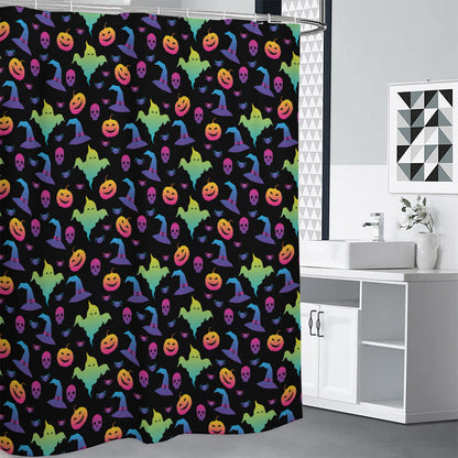 Colorful Halloween Party Pattern Print Premium Shower Curtain