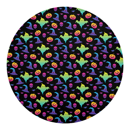 Colorful Halloween Party Pattern Print Round Blanket