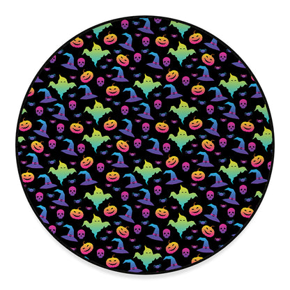 Colorful Halloween Party Pattern Print Round Floor Mat