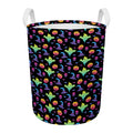 Colorful Halloween Party Pattern Print Round Laundry Basket