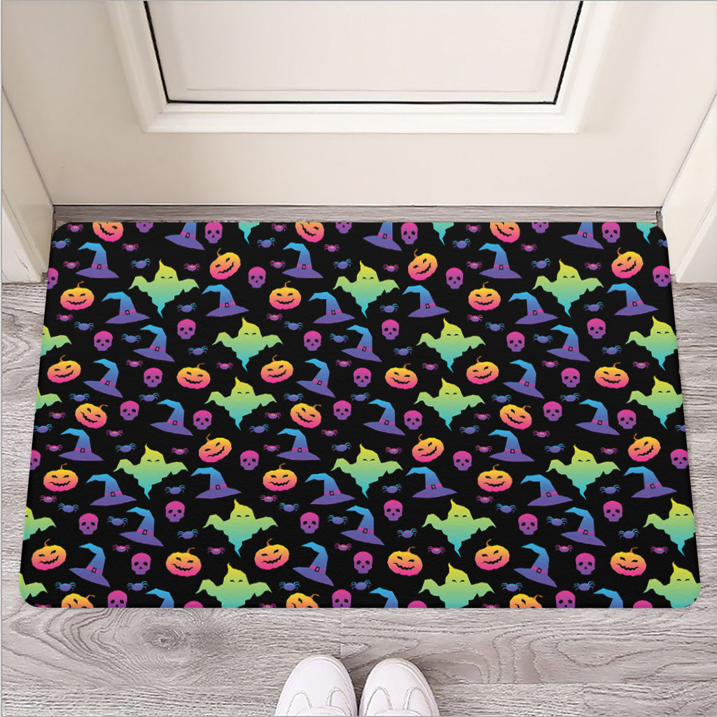 Colorful Halloween Party Pattern Print Rubber Doormat