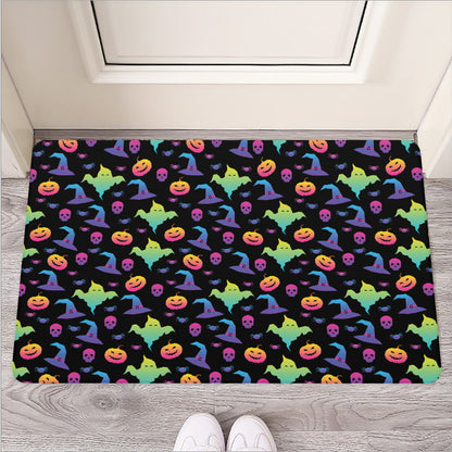 Colorful Halloween Party Pattern Print Rubber Doormat