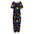 Colorful Halloween Party Pattern Print Short Sleeve Long Nightdress