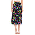 Colorful Halloween Party Pattern Print Side Slit Midi Skirt