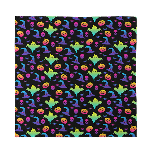 Colorful Halloween Party Pattern Print Silk Bandana