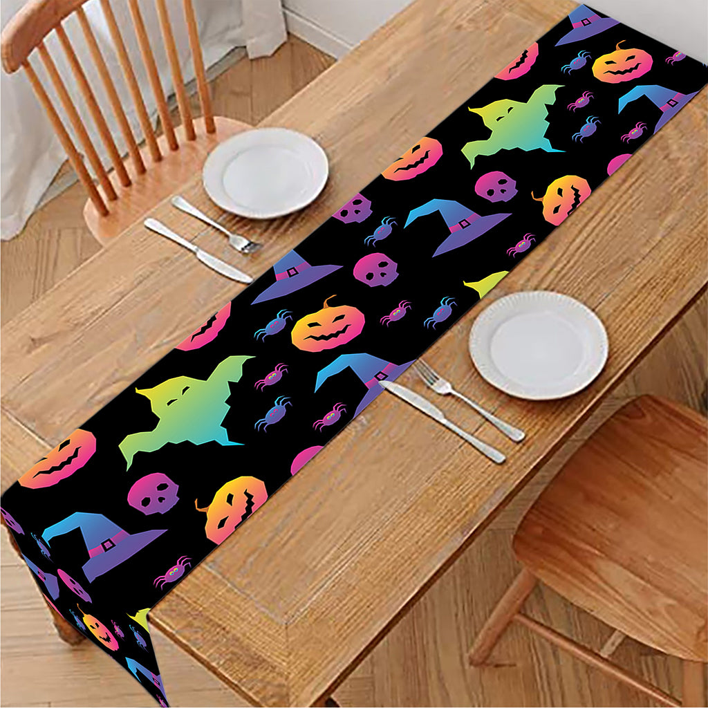 Colorful Halloween Party Pattern Print Table Runner