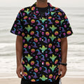 Colorful Halloween Party Pattern Print Textured Short Sleeve Shirt