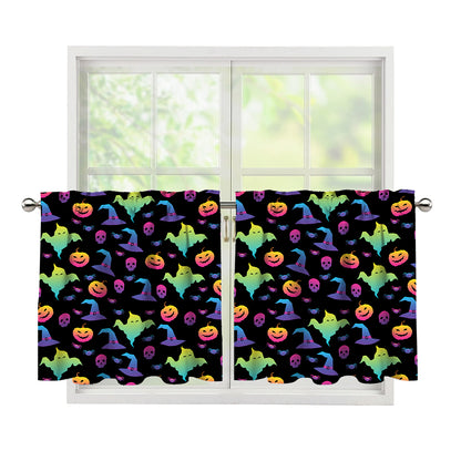 Colorful Halloween Party Pattern Print Tier Curtains