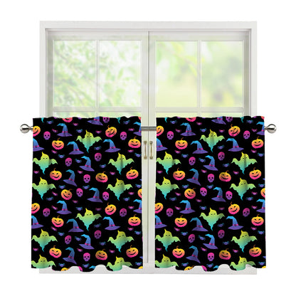 Colorful Halloween Party Pattern Print Tier Curtains