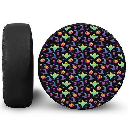 Colorful Halloween Party Pattern Print Tire Cover