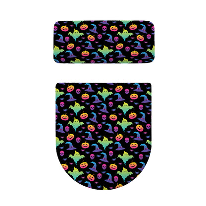 Colorful Halloween Party Pattern Print Toilet Lid And Tank Cover Set