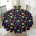 Colorful Halloween Party Pattern Print Waterproof Round Tablecloth