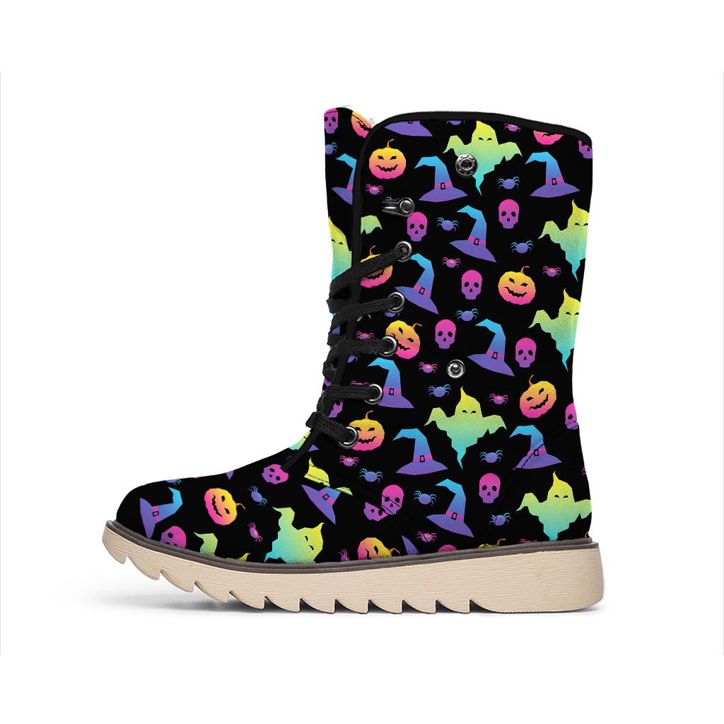 Colorful Halloween Party Pattern Print Winter Boots
