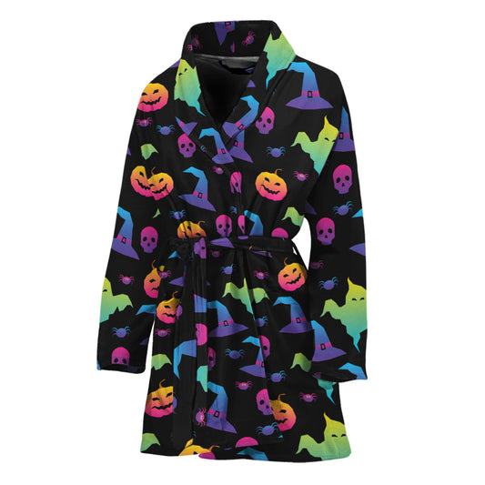 Colorful Halloween Party Pattern Print Women's Bathrobe
