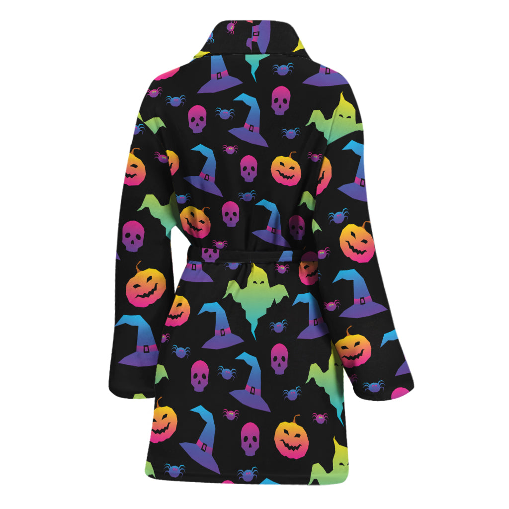 Colorful Halloween Party Pattern Print Women's Bathrobe