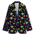 Colorful Halloween Party Pattern Print Women's Cotton Blazer