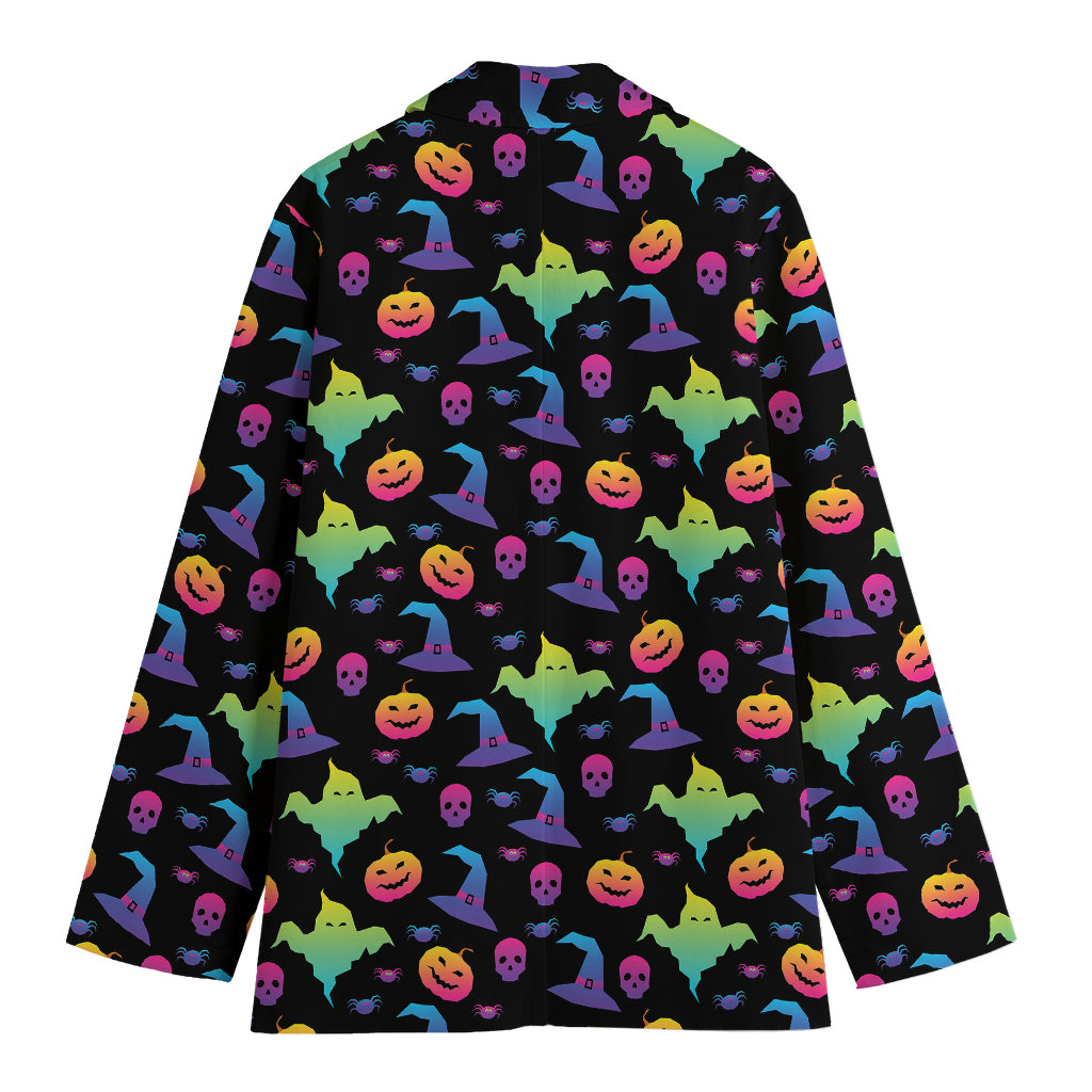 Colorful Halloween Party Pattern Print Women's Cotton Blazer