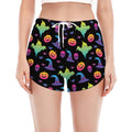 Colorful Halloween Party Pattern Print Women's Split Running Shorts
