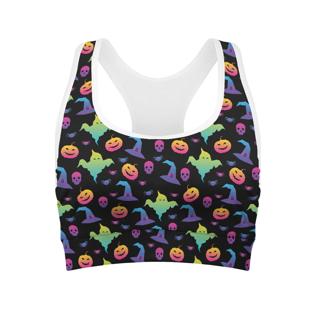 Colorful Halloween Party Pattern Print Women's Sports Bra