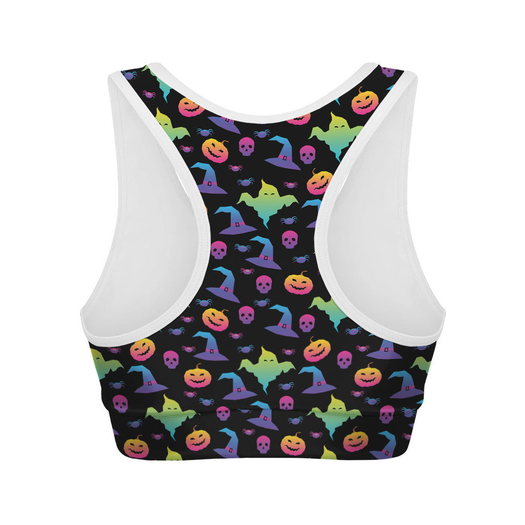 Colorful Halloween Party Pattern Print Women's Sports Bra