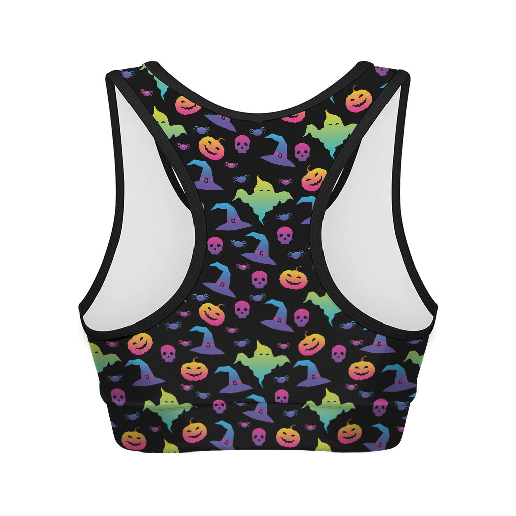 Colorful Halloween Party Pattern Print Women's Sports Bra