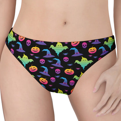 Colorful Halloween Party Pattern Print Women's Thong