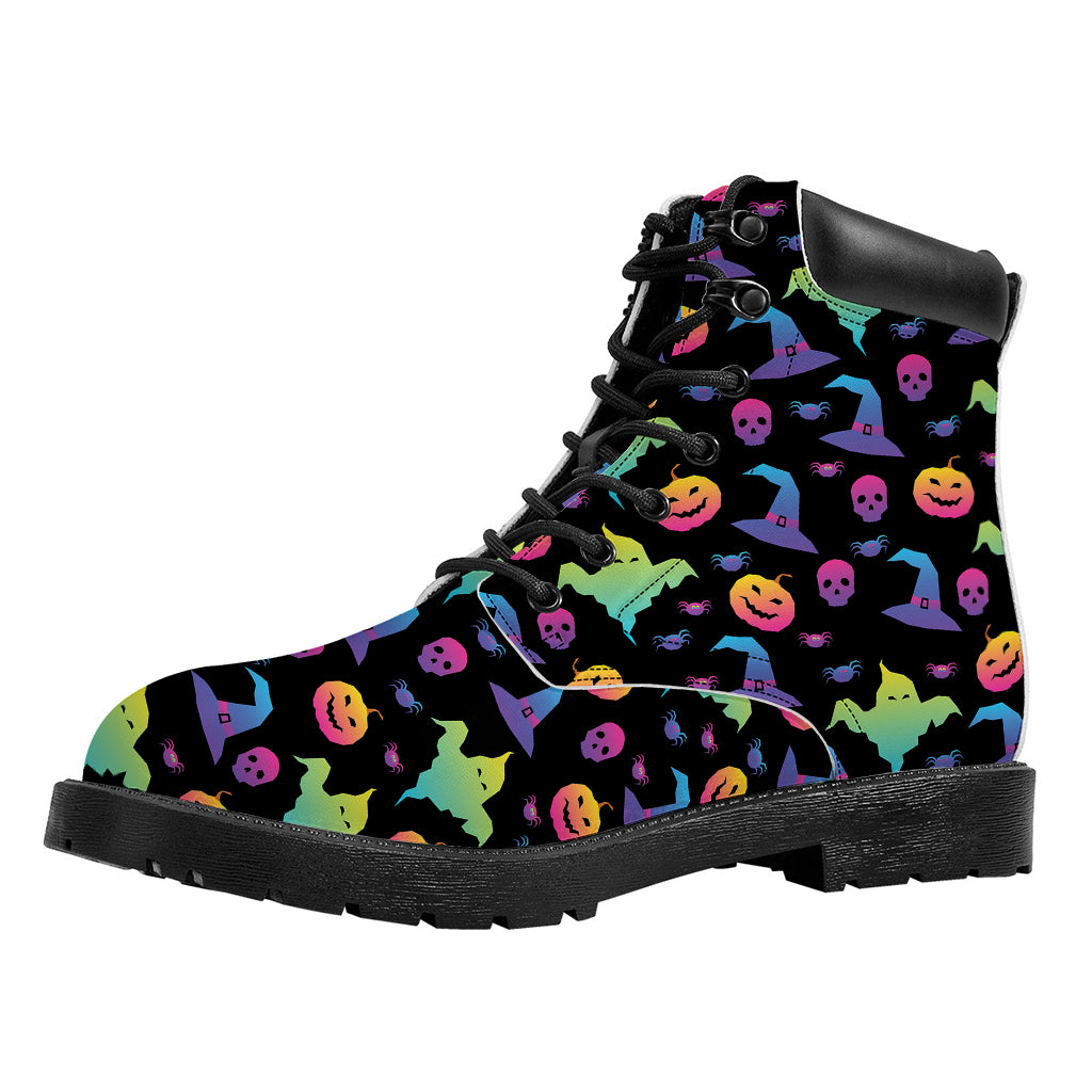 Colorful Halloween Party Pattern Print Work Boots