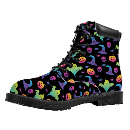 Colorful Halloween Party Pattern Print Work Boots