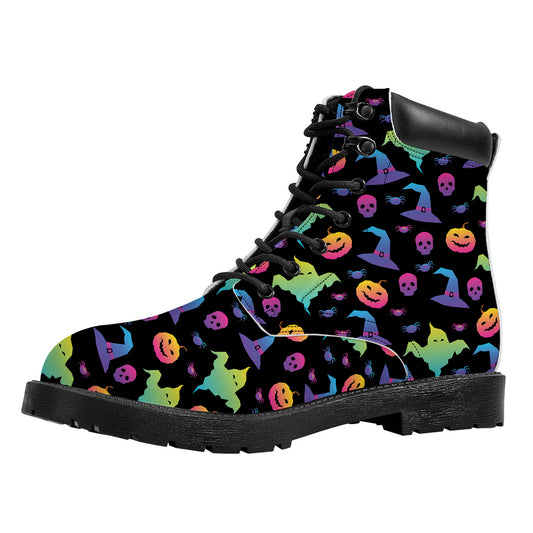 Colorful Halloween Party Pattern Print Work Boots