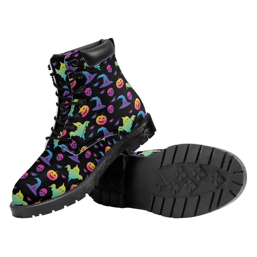 Colorful Halloween Party Pattern Print Work Boots
